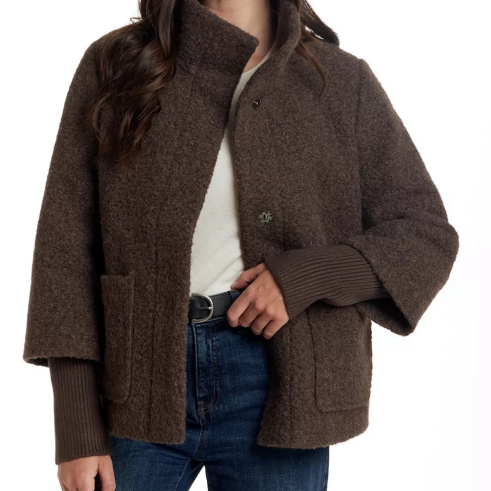 Weatherproof Brown Teddy Bouclé Jacket, new, poly boucle fabric